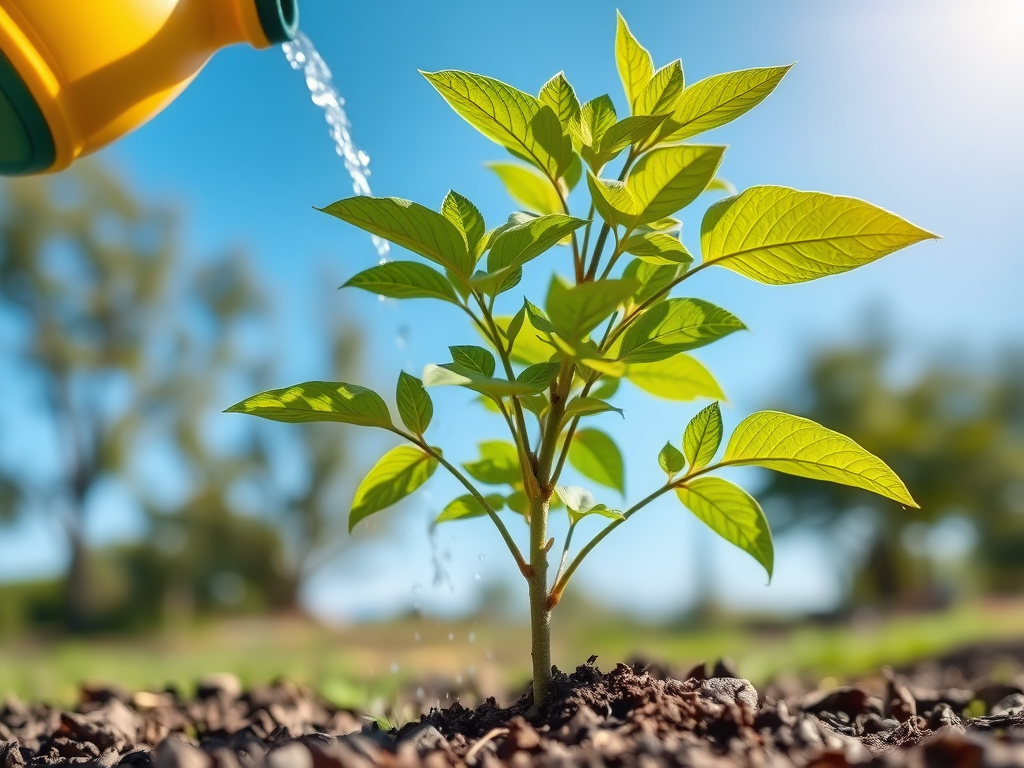 Photo illustrant l'arosage après la plantation
