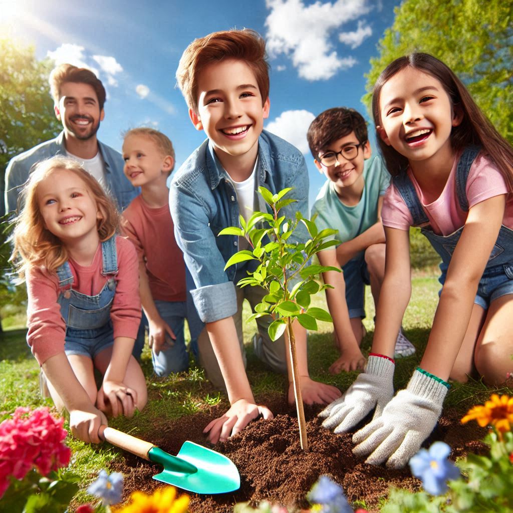 Photo illustrant un groupe de personne plantant un arbre